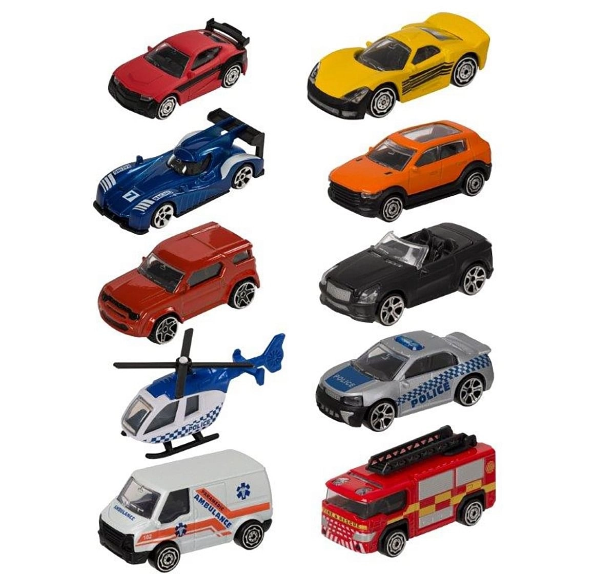 Ralleyz 3" Die Cast Car 10 Pack Assorted Vehicles Vehicles for Kids age 3Y+ 