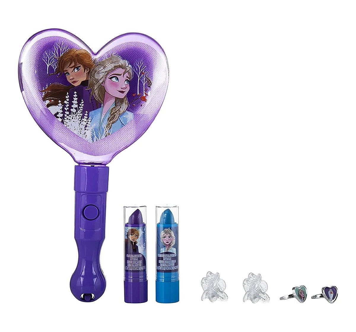 Disney Frozen 2  - 7 Piece Lip Balm Cosmetic Gift Set with Light-Up Mirror Toileteries and Makeup for Kids age 3Y+ 