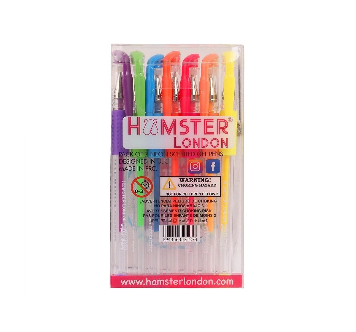 Hamster London Neon Pens Set of 7 for Kids age 3Y+ 