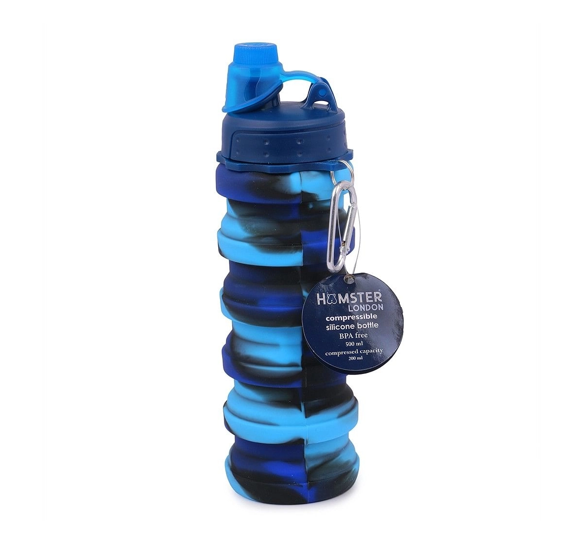 Hamster London Bendable Bottle with Carabiner Clip for Kids age 3Y+ (Blue)