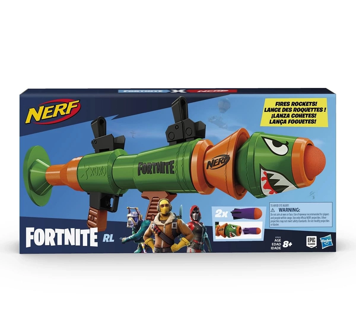 Nerf Fortnite RL Blaster Fires Foam Rockets for kids 8Y+, Multicolour
