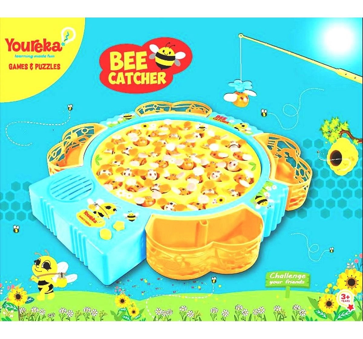 Youreka Rotating Musical Bee Catcher Game - 42 Bees And 4 Magnectic Rods Games for Kids age 3Y+