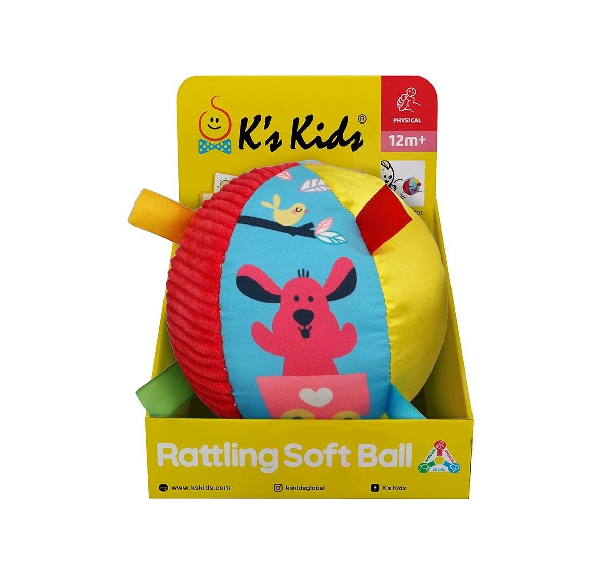 Ks Kids Rattling Soft Ball New Born for Kids age 0M+ 