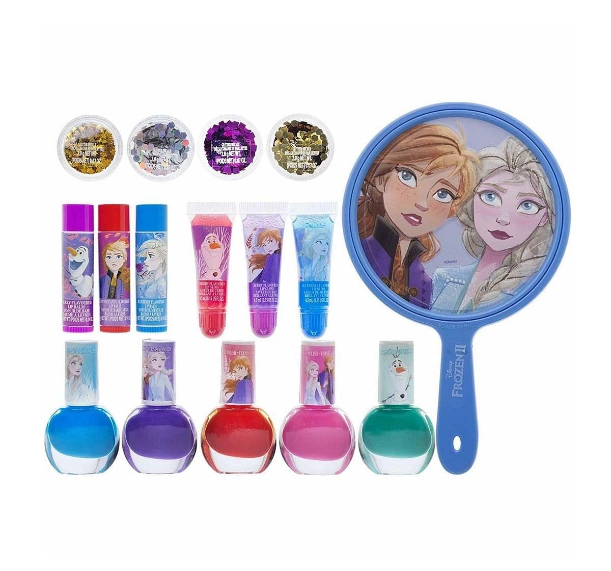 Melissa & Doug Disney Frozen 2 - 16 Piece Lip Balm Cosmetic Gift Set With Light-Up Mirror Toileteries And Makeup for Kids Age 3Y+