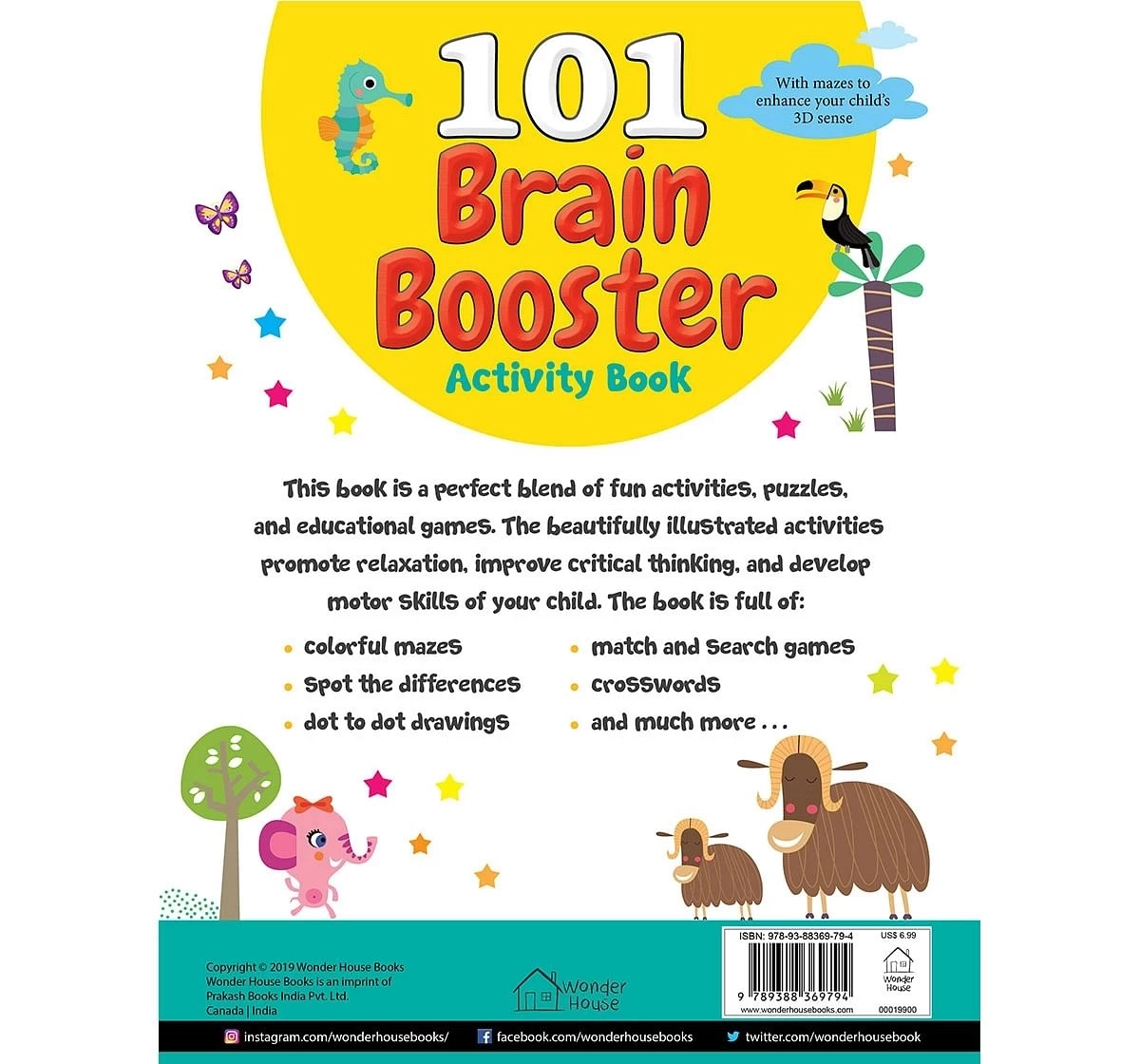 Wonder House Books 101 Brain Booster Activity Book for kids 3Y+, Multicolour
