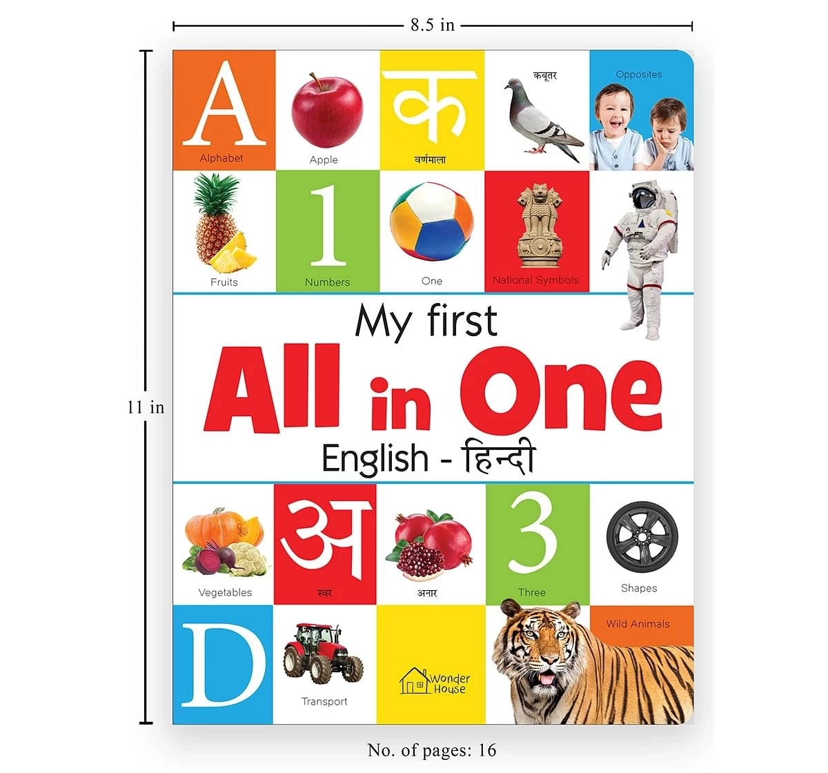 Wonder House Books My First All In One English Hindi Bilingual Picture Board Book for kids 0M+, Multicolour