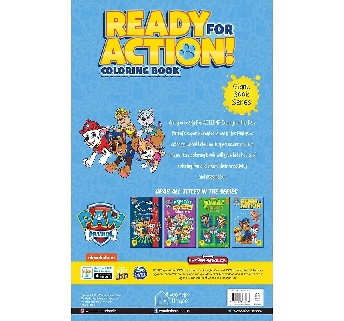 Wonder House Books Ready For Action Paw Patrol Giant Coloring Book for kids 3Y+, Multicolour