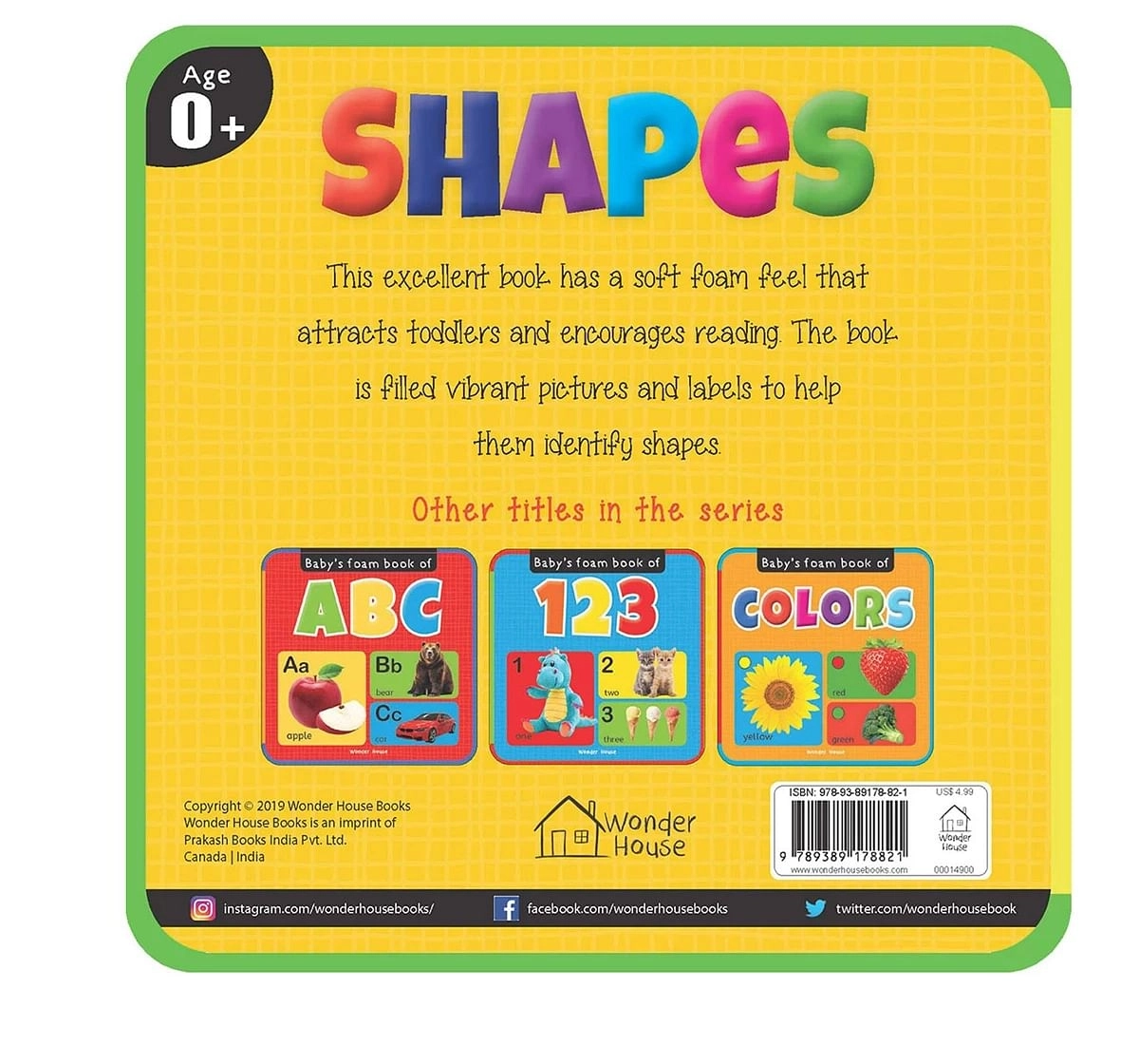 Wonder House Books Babys Foam Book of Shapes for kids 0M+, Multicolour