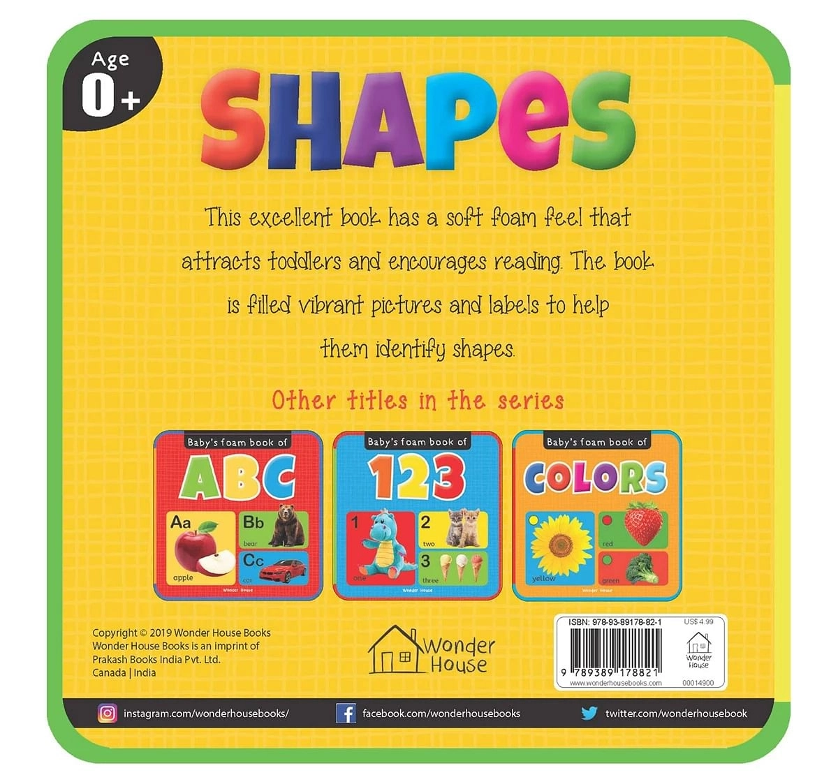 Wonder House Books Babys Foam Book of Shapes for kids 0M+, Multicolour