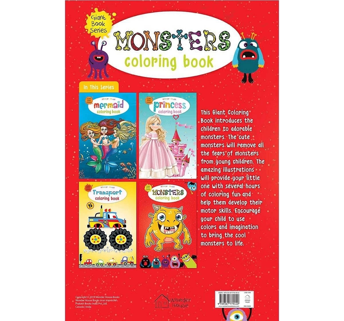 Wonder House Books Monster Colouring Jumbo Sized Book for kids 3Y
