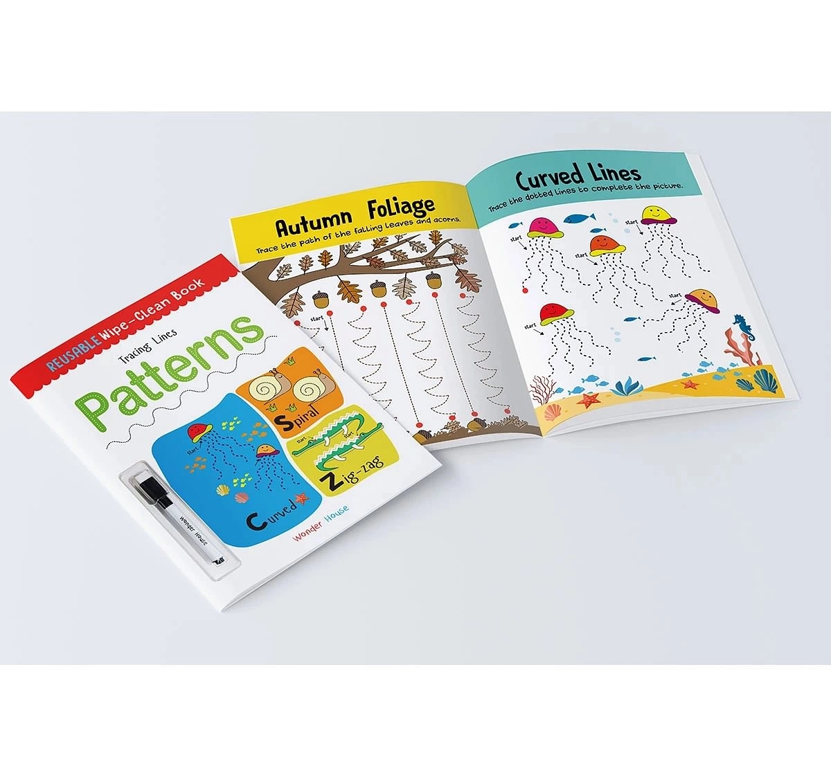 Wonder House Books Reusable Wipe and Clean Tracing Lines Patterns