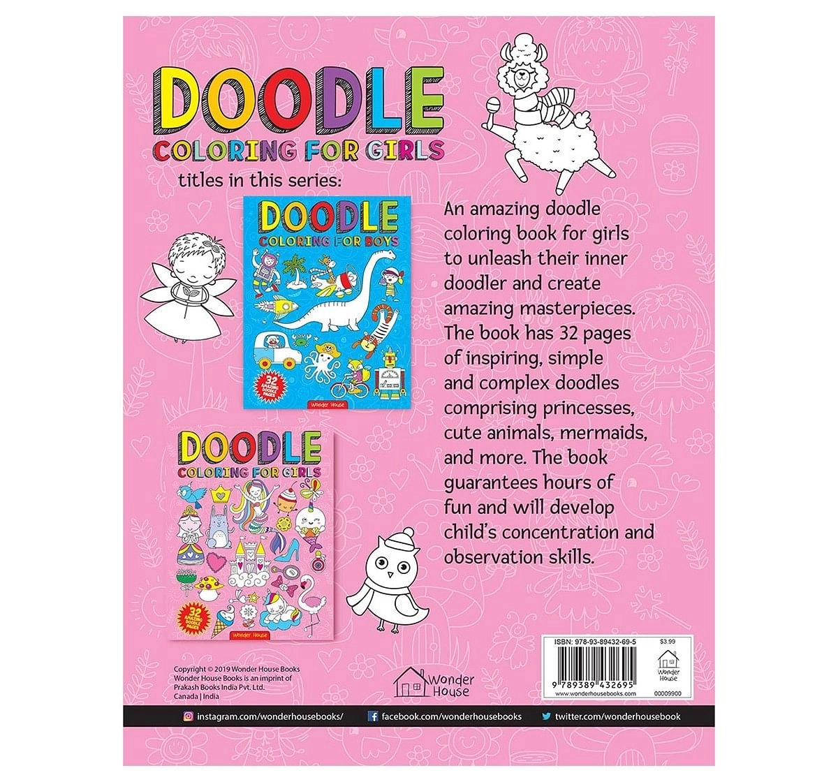 Wonder House Books Doodle coloring for girls Paperback Multicolor 3Y+
