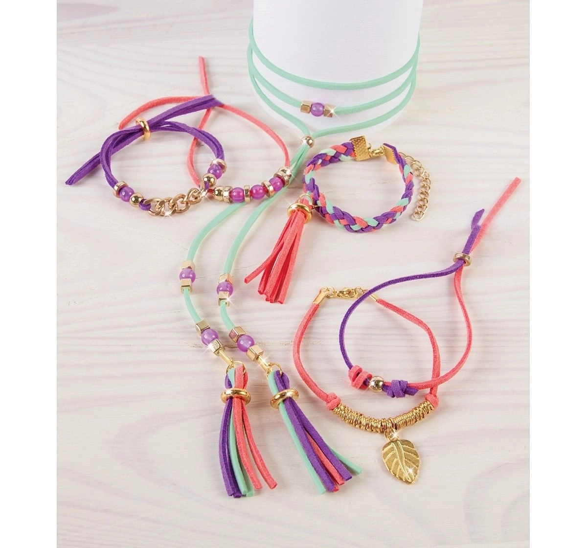 Make it Real Gold Link Suede Bracelets DIY kits Multicolor 8Y+