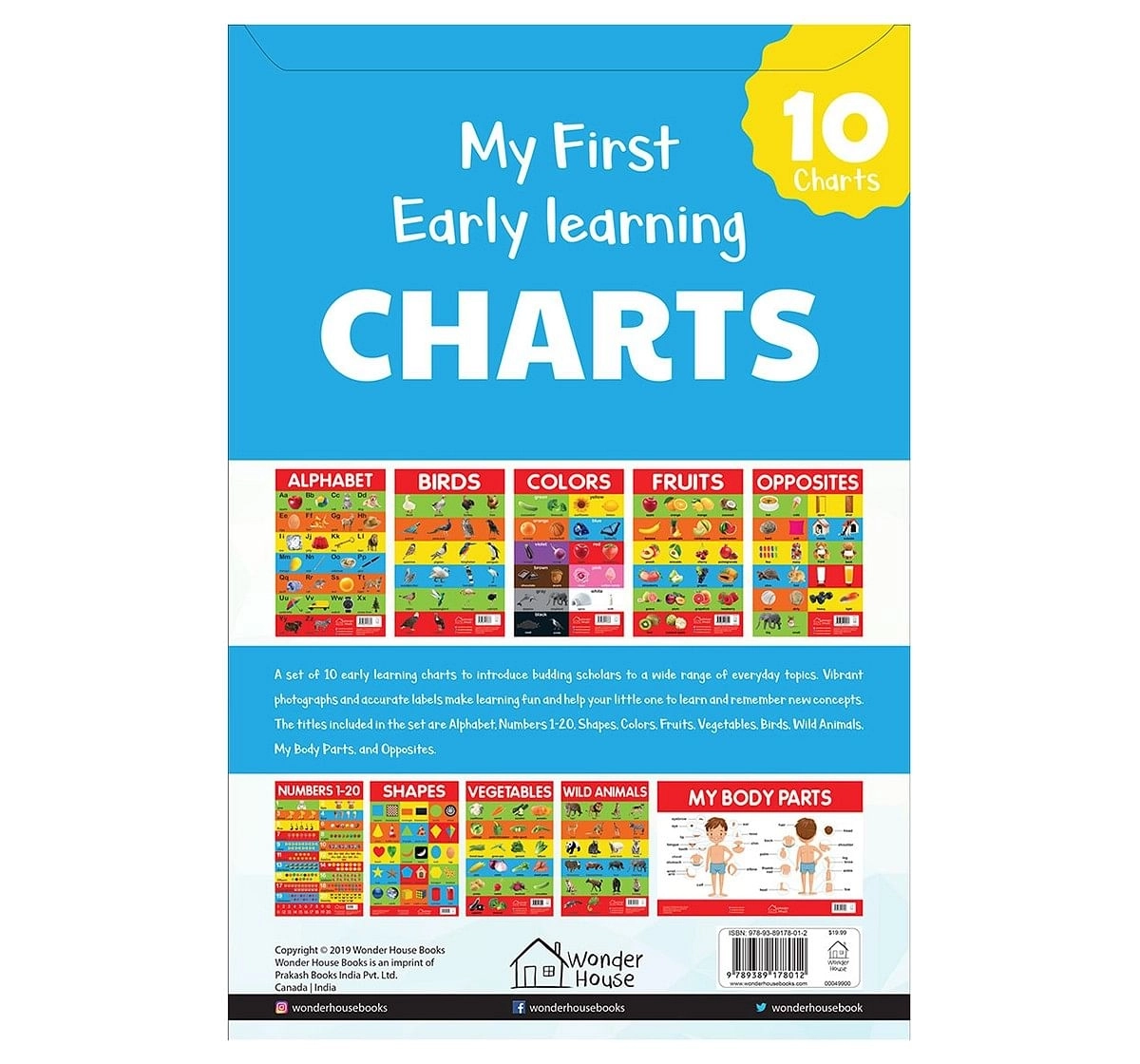Early Learning Educational Charts For Kids - Pack Of Ten Charts Book, 10 Pages Book By Wonder House Books, Box Set