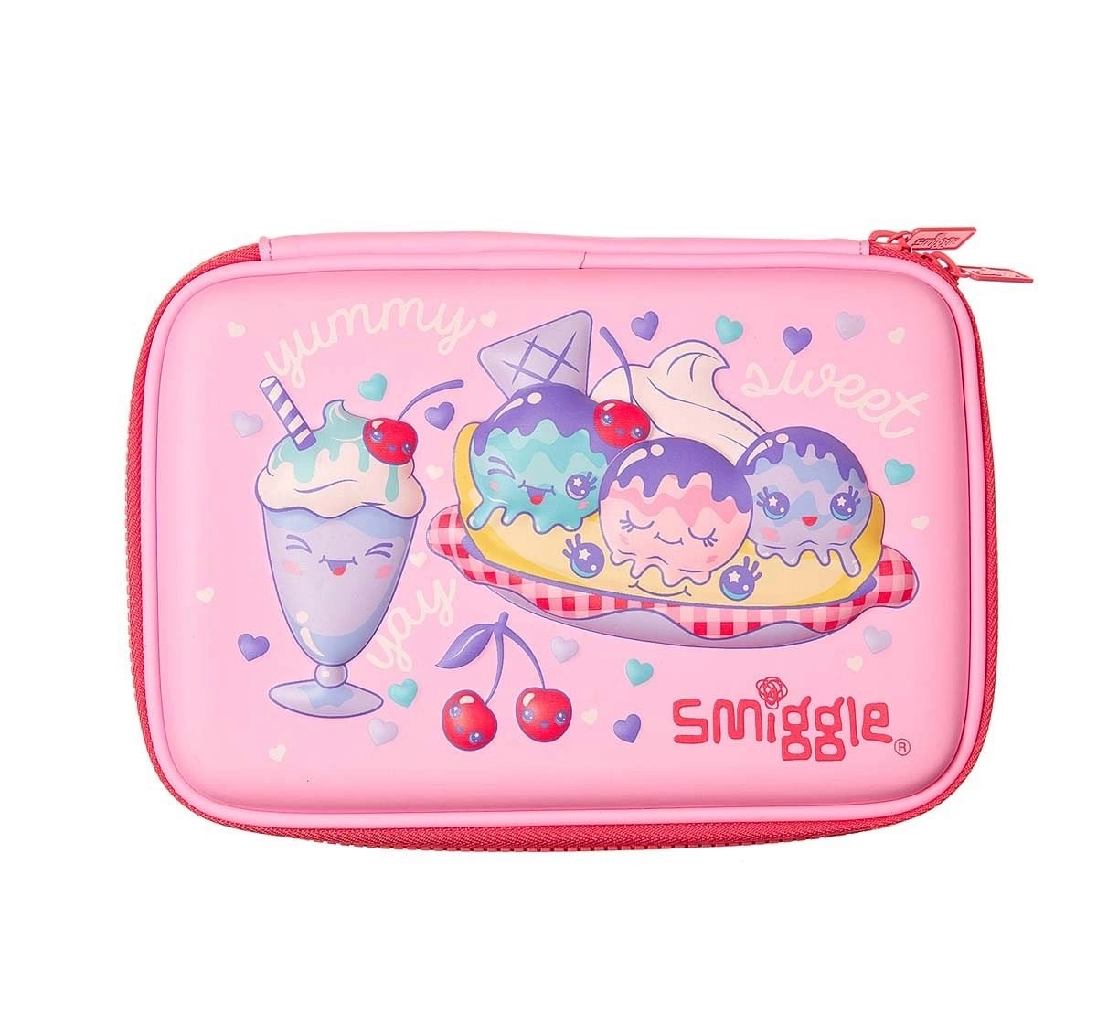 Smiggle Beyond Hardtop Pencil Case Ice-cream Print Pink Bags for Kids age 3Y+ (Pink)