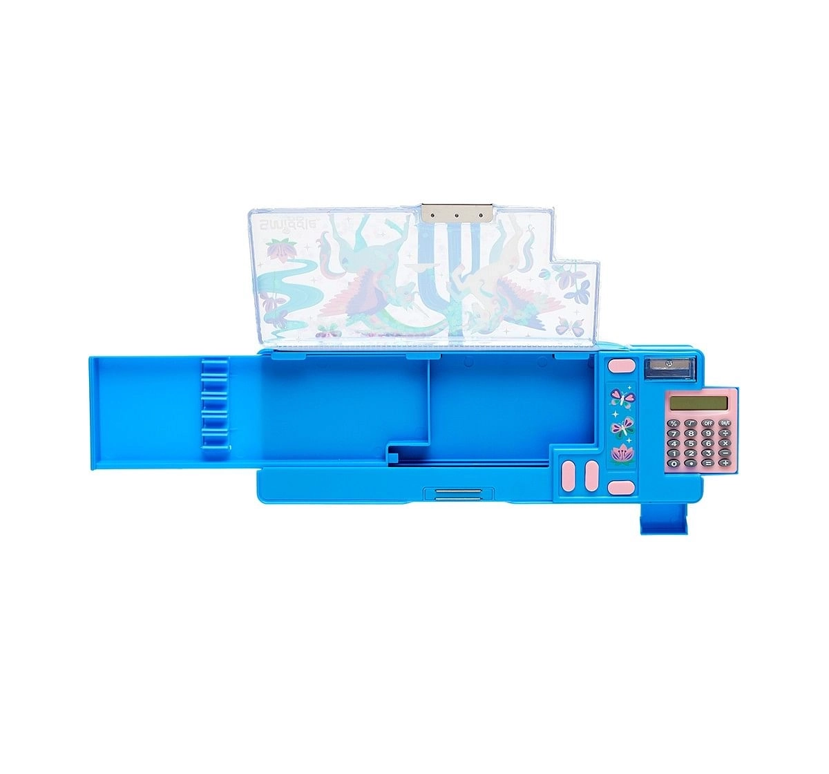  Smiggle Far Away Pop Out Pencil Case - Unicorn Print Bags for Kids age 6Y+ (Cornflower Blue)