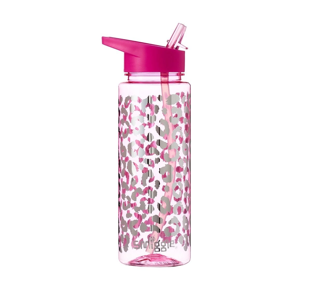Smiggle Block Bottle with Flip Top Spout - Leopard Print Bags for Kids age 3Y+ (Pink)