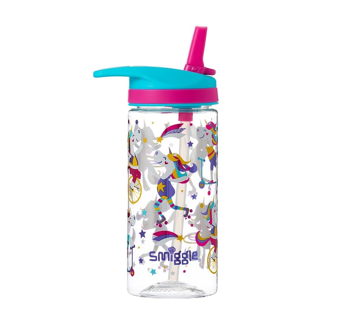 Smiggle Whirl Junior Bottle with Flip Top Spout - Unicorn Print Bags for Kids age 3Y+ (Mint)