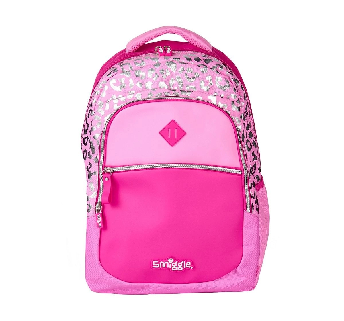Smiggle Block Backpack - Leopard Print Bags for Kids age 3Y+ (Pink)