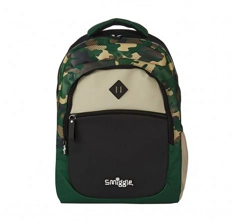 Smiggle Block Backpack - Camouflage Print Bags for Kids age 3Y+ (Khaki)