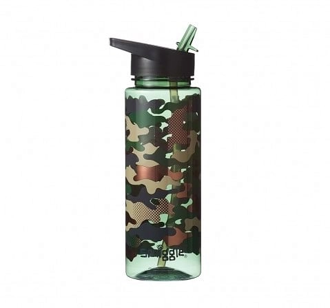 Smiggle Block Bottle with Flip Top Spout - Camouflage Print Bags for Kids age 3Y+ (Khaki)