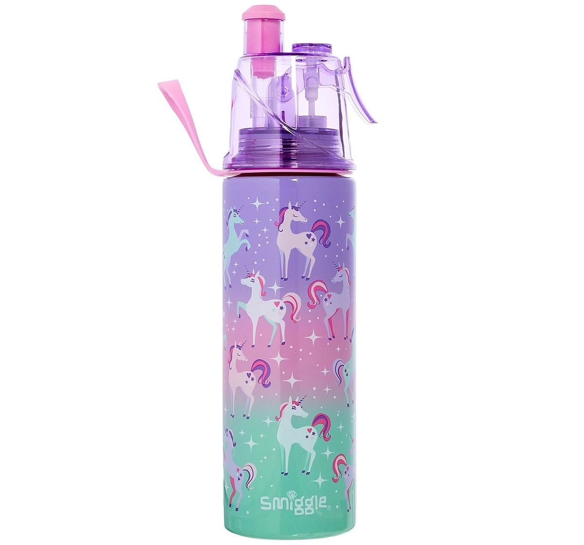 Smiggle Spritz Stainless Steel Drink Bottle with Misting Function - Unicorn Print