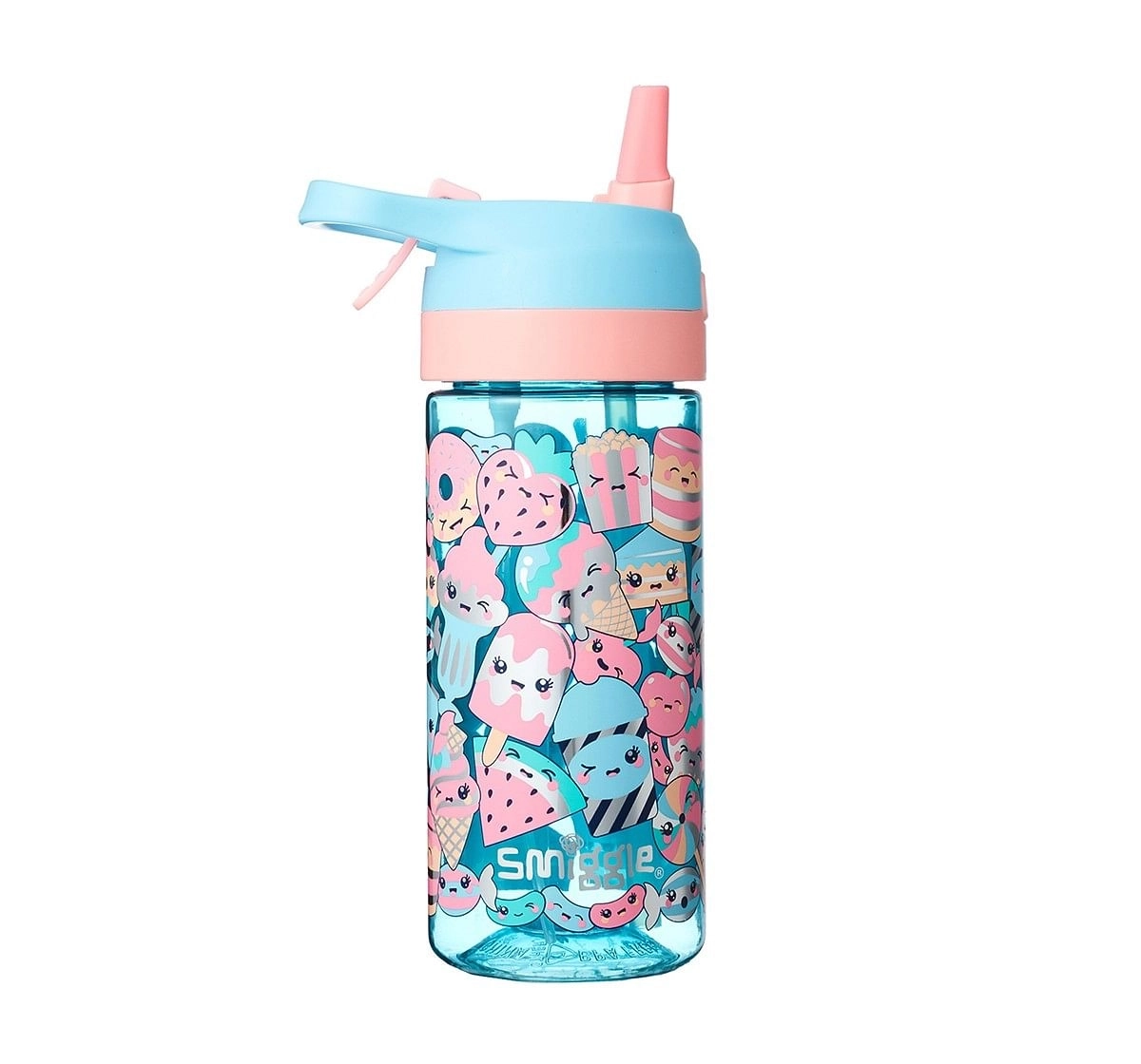 Smiggle Zip Junior Bottle with Misting Function - Ice-cream Print Bags for Kids age 3Y+ (Blue)