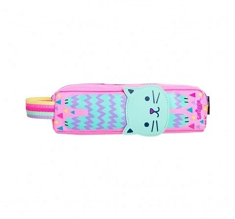 Smiggle Topsy Teeny Tiny Pencil Case - Cat Print Bags for Kids age 3Y+ (Pink)