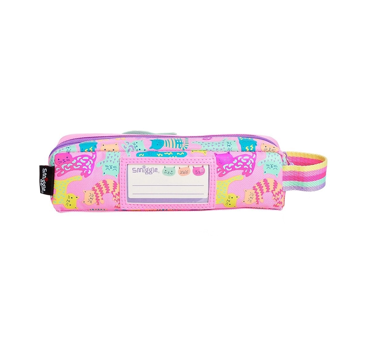 Smiggle Topsy Teeny Tiny Pencil Case - Cat Print Bags for Kids age 3Y+ (Pink)