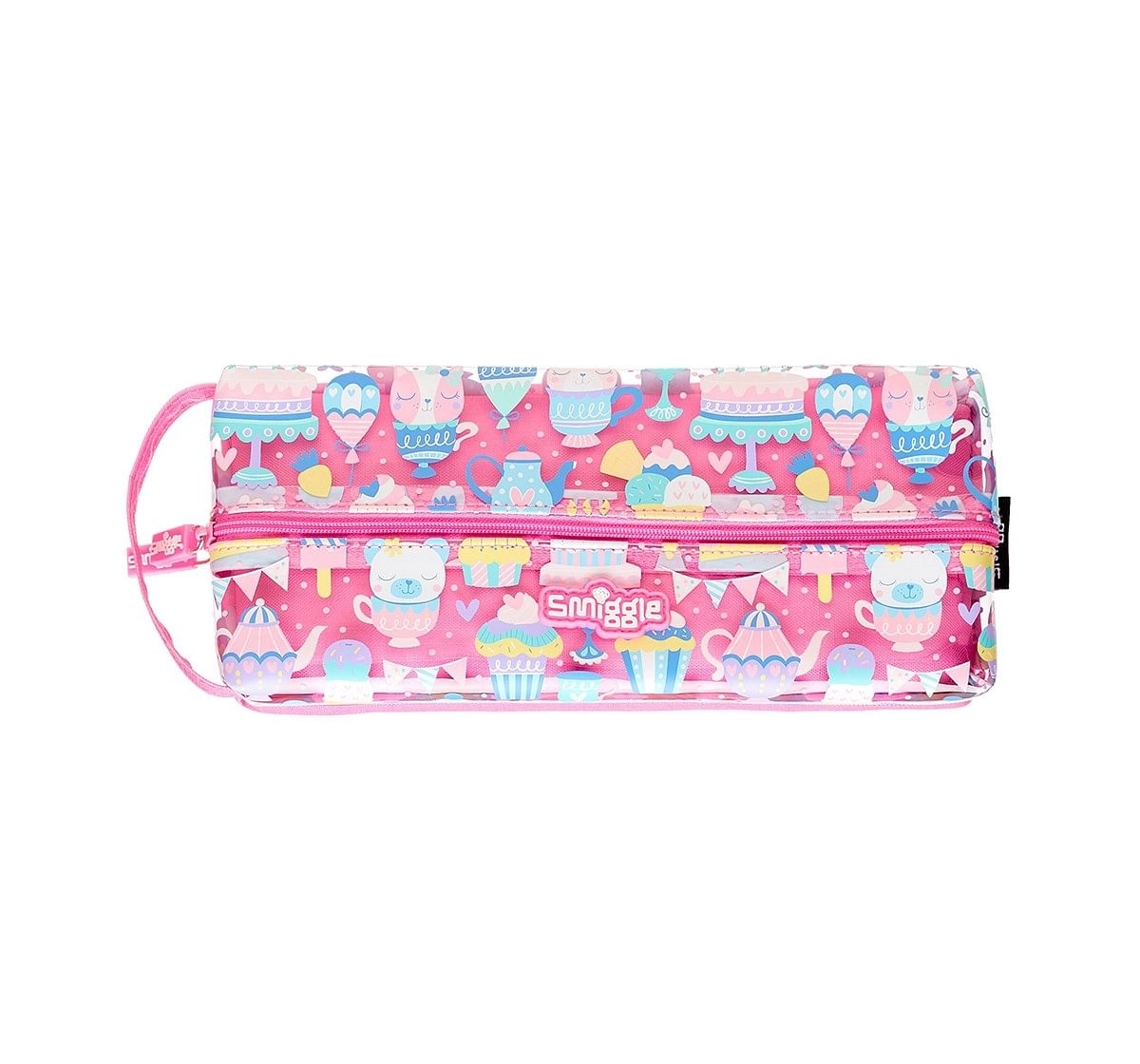 Smiggle Whirl Junior Flip Zip Pencil Case - Ice-cream Print Bags for Kids age 3Y+ (Pink)