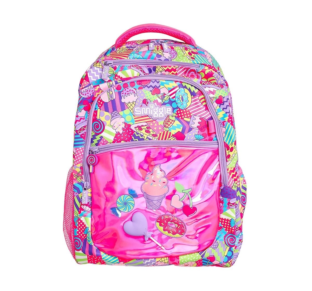 Smiggle Far Away Backpack - Ice-cream Print Bags for Kids age 3Y+ (Pink)