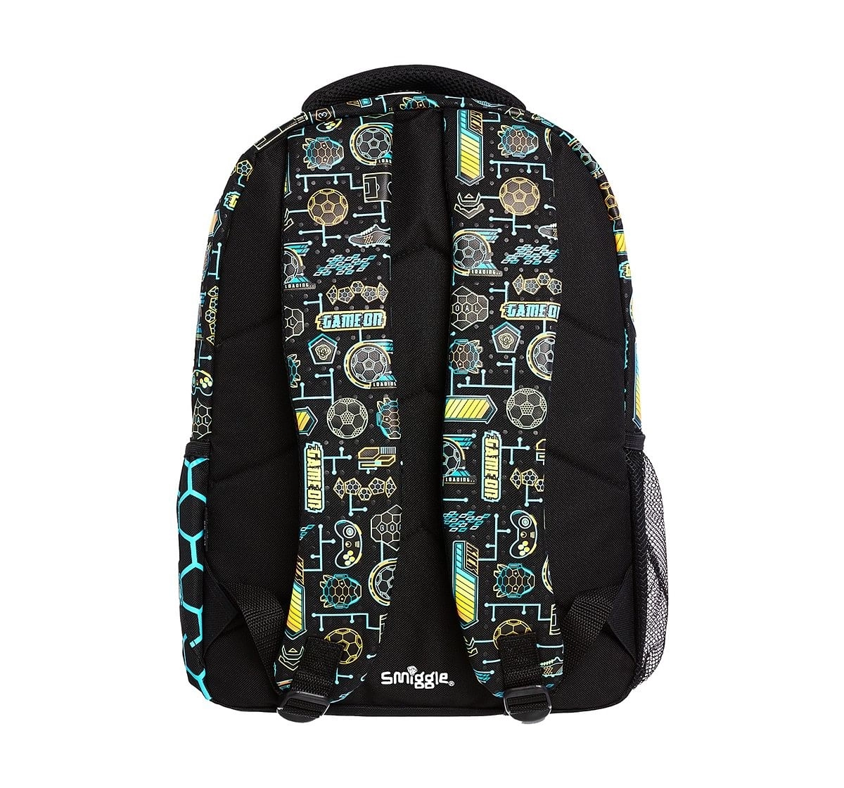 Smiggle Far Away Backpack - Football Print Bags for Kids age 3Y+ (Black)