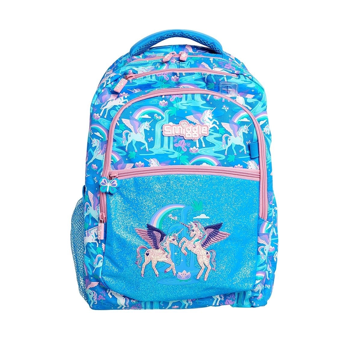 Smiggle Far Away Backpack - Unicorn Print Bags for Kids age 3Y+ (Cornflower Blue)