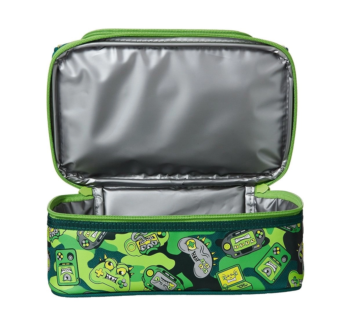 Smiggle Far Away Double Decker Lunchbox - Gaming Print Bags for Kids age 3Y+ (Green)