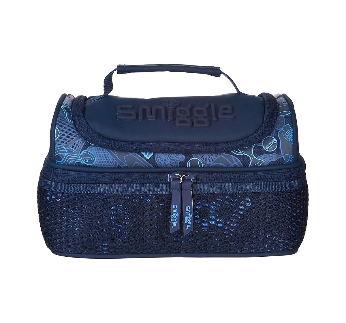 Smiggle Mesh Double Decker Lunchbox Bags for Kids age 3Y+ (Navy)