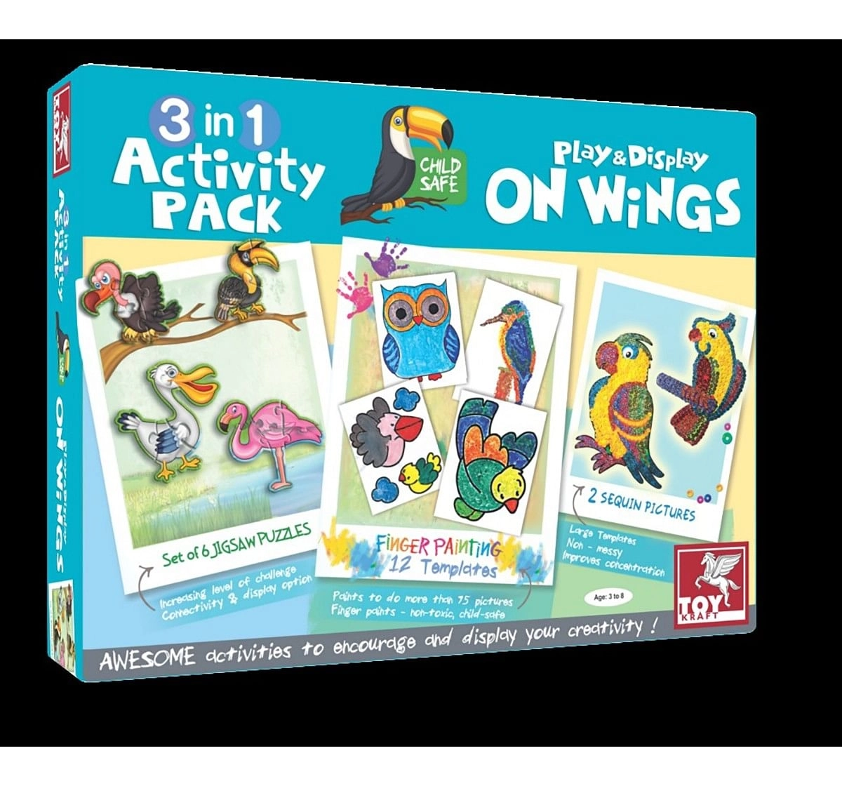 Toy Kraft 3 In 1 Activity – On Wings DIY Art & Craft Kits for Kids age 3Y+ 