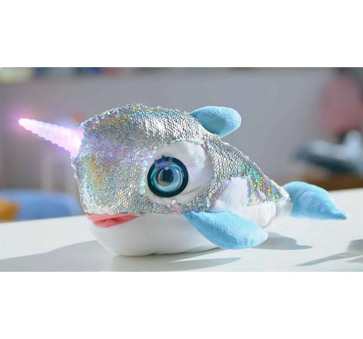 Dimian Stella Narwahl Story Telling Interactive Soft Toy for Kids age 3Y+ - 36 Cm (Silver)