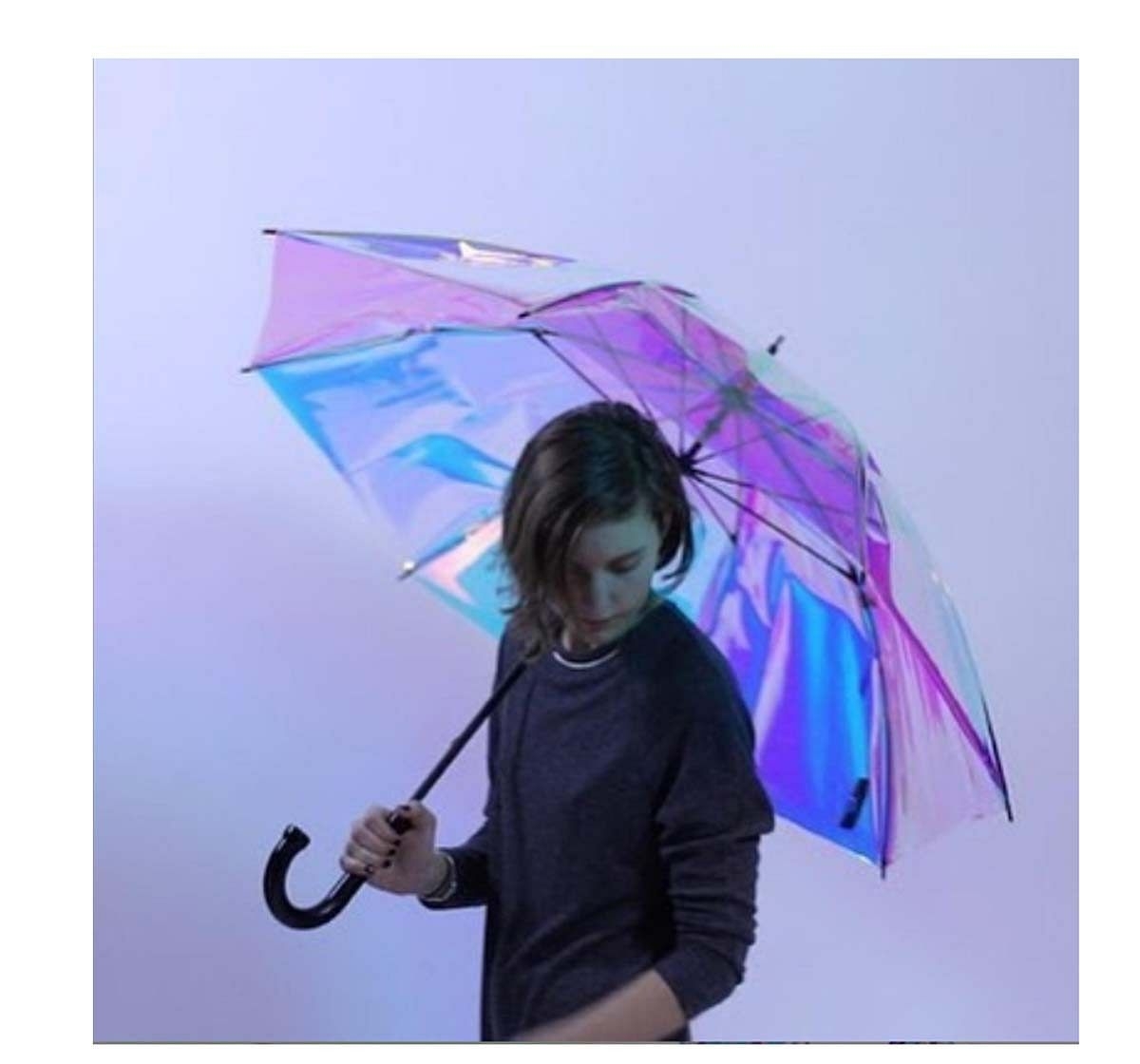 Hamster London Shiny Holographic Umbrella Black Novelty for Kids Age 3Y+ (Black)