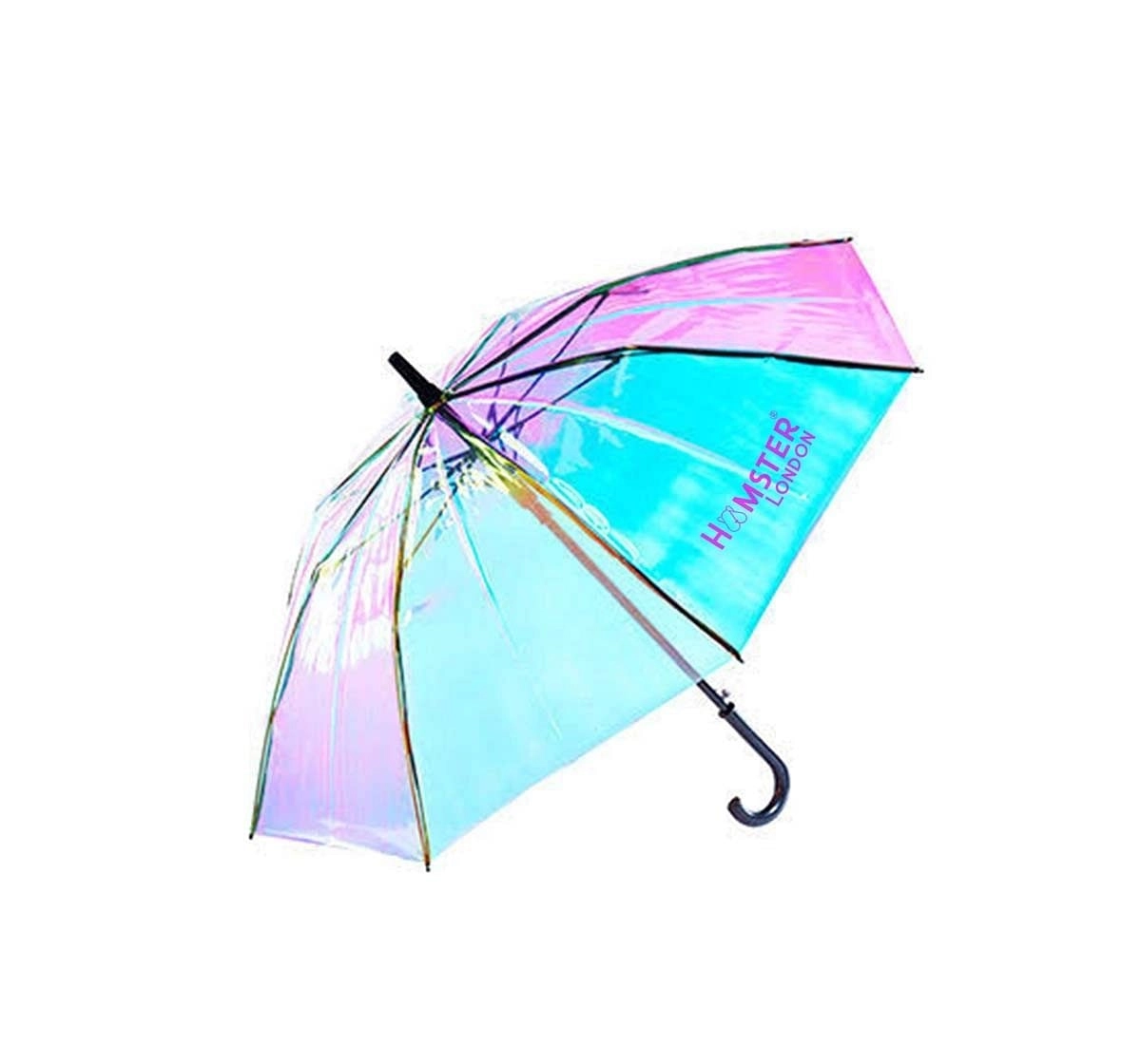 Hamster London Shiny Holographic Umbrella Black Novelty for Kids Age 3Y+ (Black)