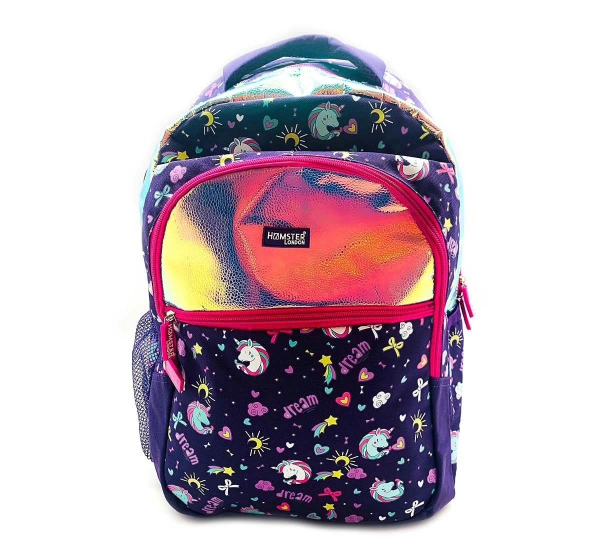 Hamster London Straight Fire Backpack Big Unicorn Bags for Kids Age 3Y+ (Purple)