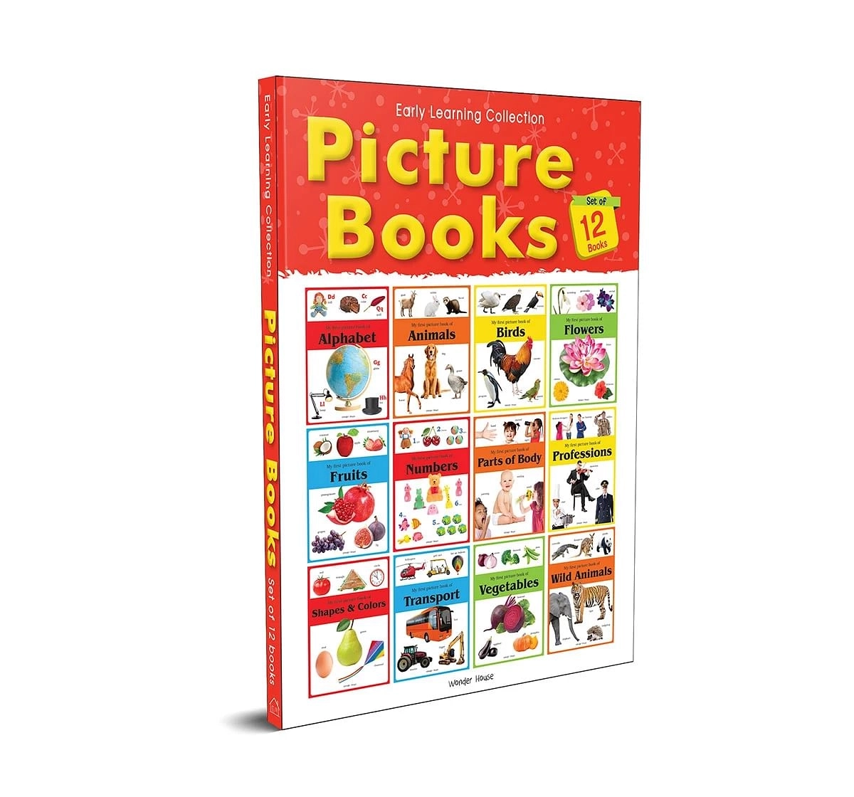 Wonder House Books Early Learning Picture Book Pack of 12 Wipe and Clean Alphabet, Animals, Numbers, Fruits, Birds, Shapes and Colors, Wild Animals, Vegetables, Transport, Flowers, Professions and Part of Body for kids 0M+, Multicolour