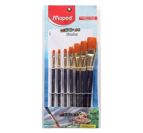 Maped Synthetic Flat Brush set of 7 Multicolour 7Y+