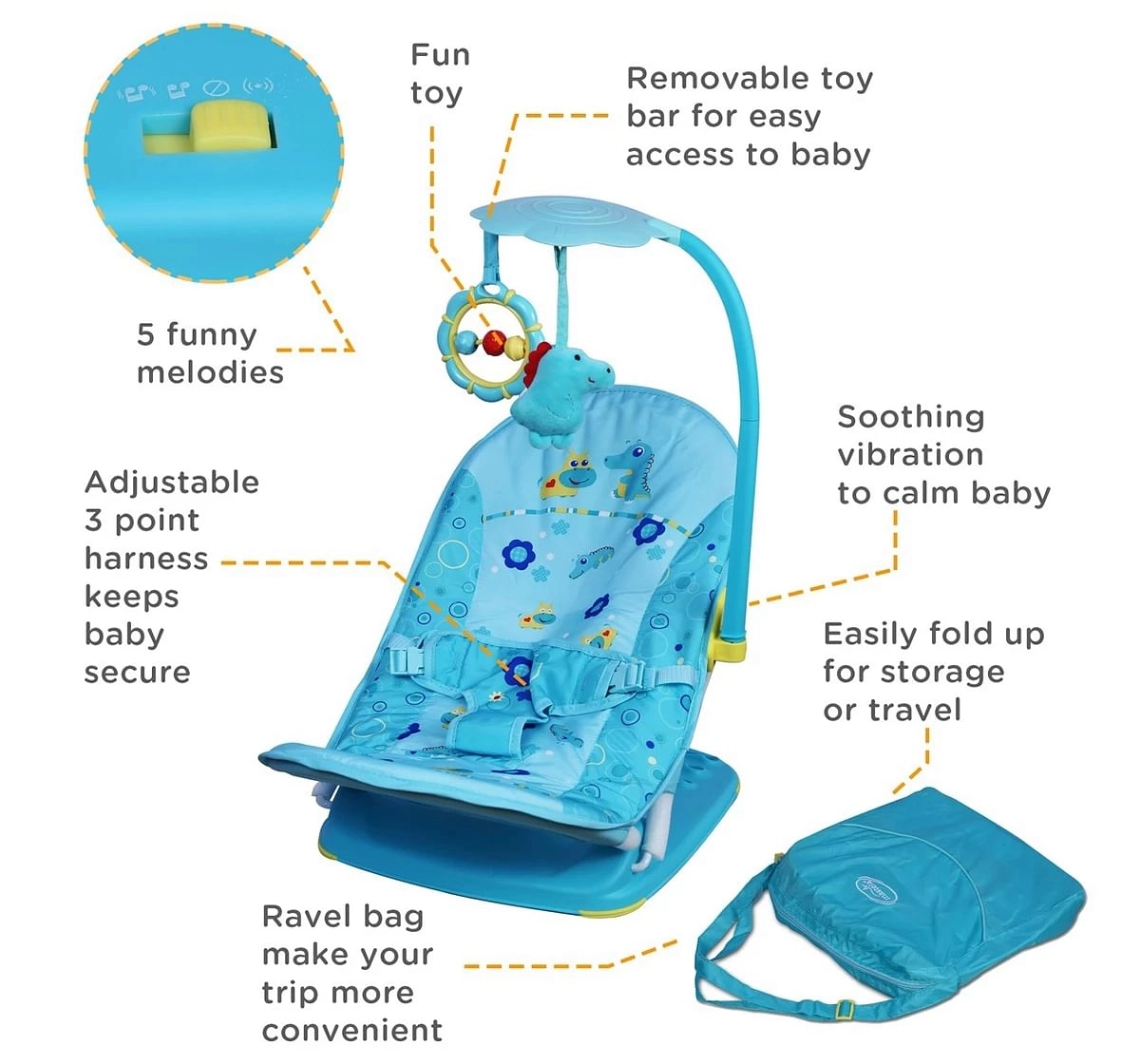 Mastela Fold Up Infant Seat Baby Chair for kids 3M+, Blue