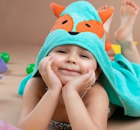 Rabitat Kids Hooded Bath Towel Super Soft Made with Zero Twist Cotton, Green, Green Fox, 5Y+