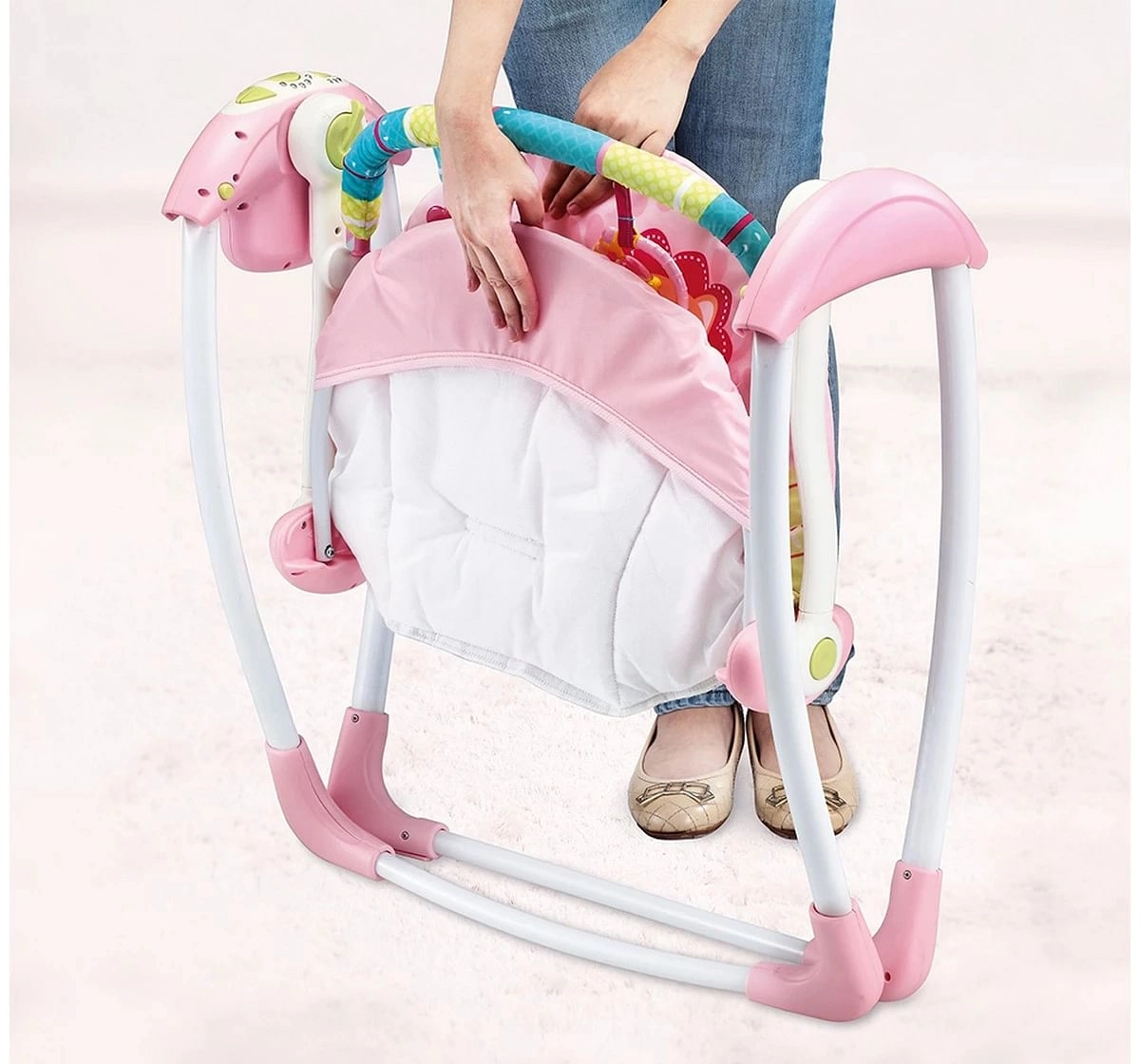 Mastela Deluxe Portable Electric Swing for kids 3M+, Pink