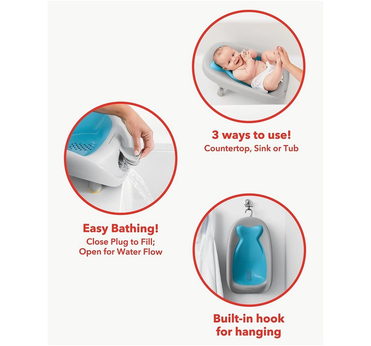 Skip Hop Moby recline and rinse bather Plastic baby bath Blue 0M+