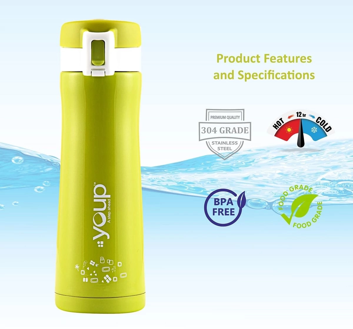 Youp Thermosteel Insulated Water Bottle Orchid Multicolour 10Y+ Assorted 