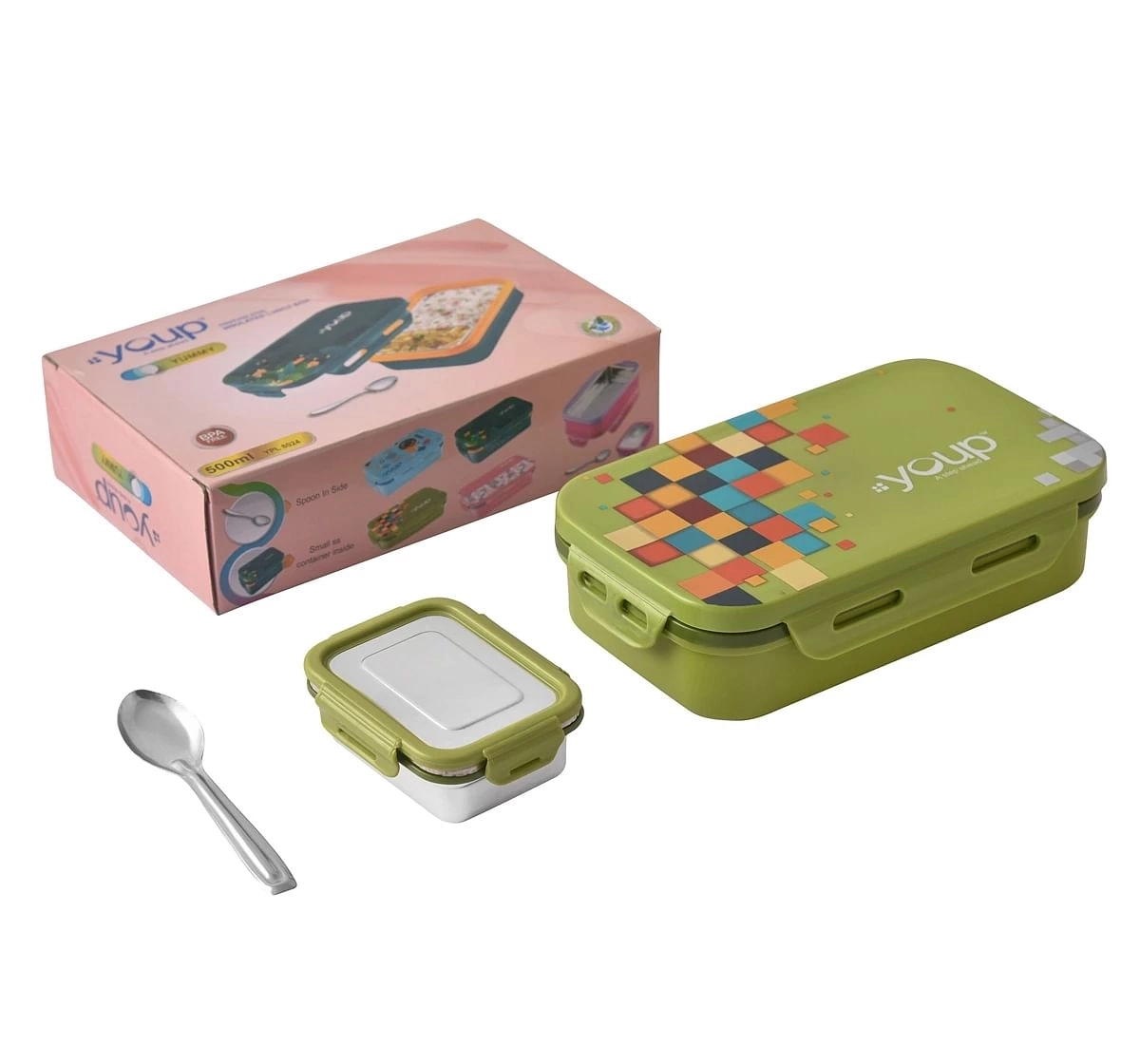 Youp Stainless Steel Lunch Box Yummy Multicolour 3Y+ Assorted 