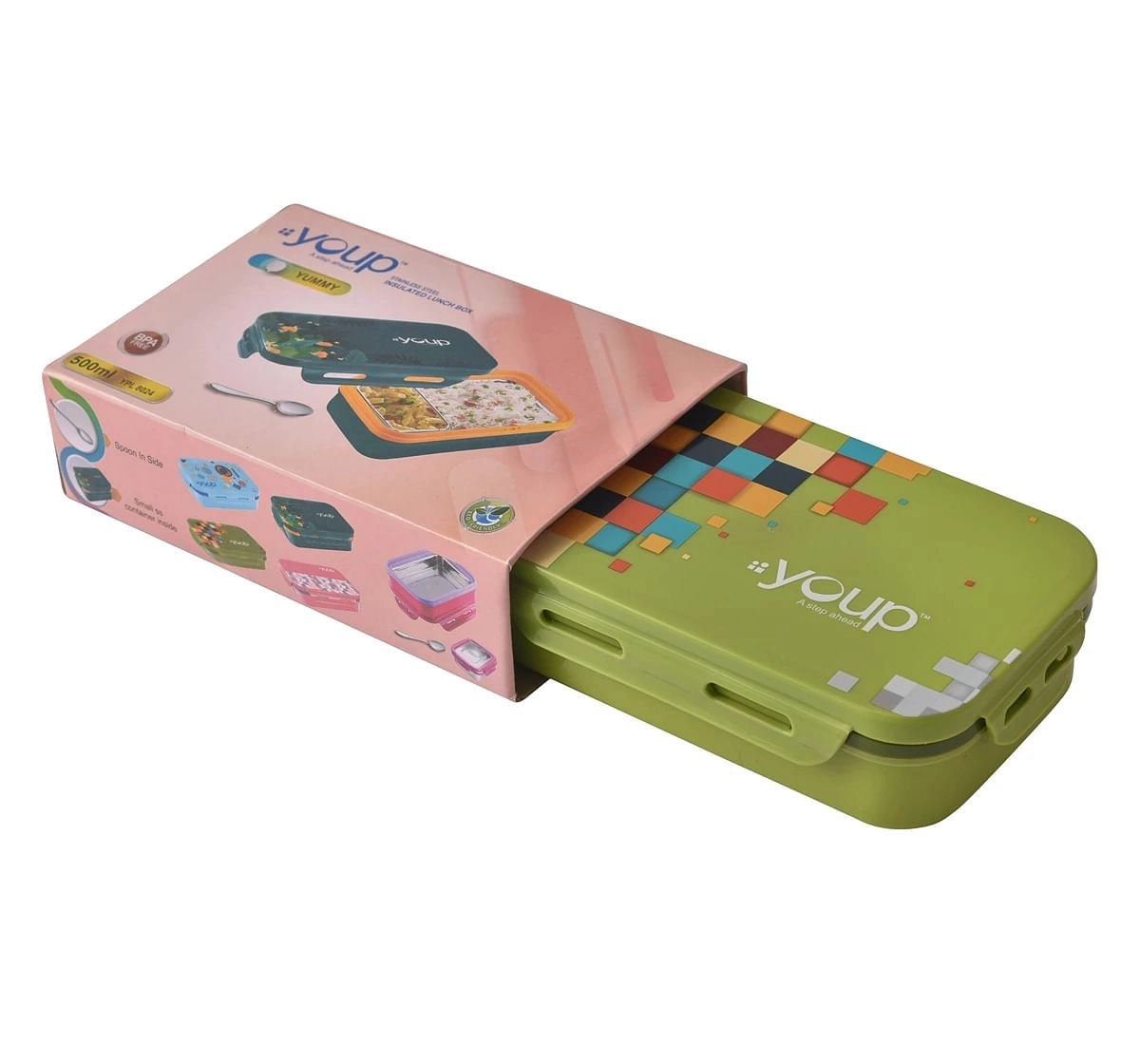 Youp Stainless Steel Lunch Box Yummy Multicolour 3Y+ Assorted 