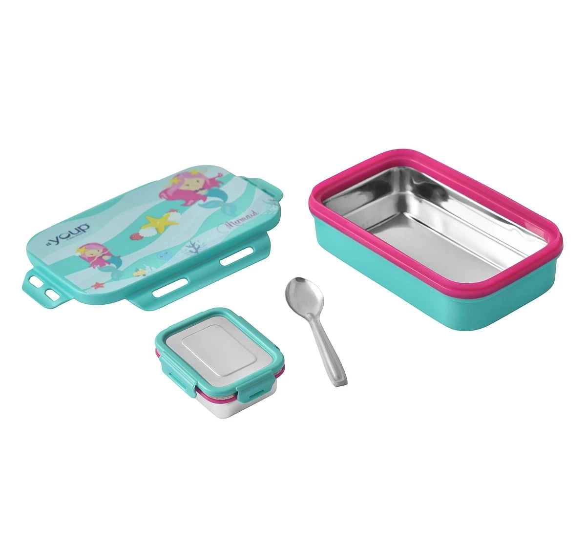 Youp Stainless Steel Kids Lunch Box Intervel Multicolour 3Y+ Assorted 